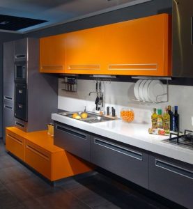 decoracion de cocinas en color naranja 2018