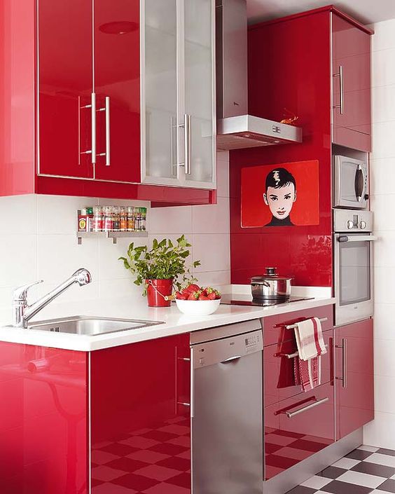 decoracion de cocinas en color rojo 2018