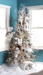 Navidad 2017 tendencias en decoración de arbol blanco con osos polares