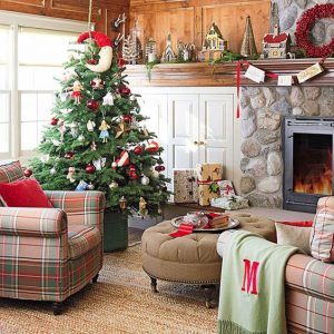 Propuestas novedosas de decoración de navidad 2017 - 2018 sala con chimenea