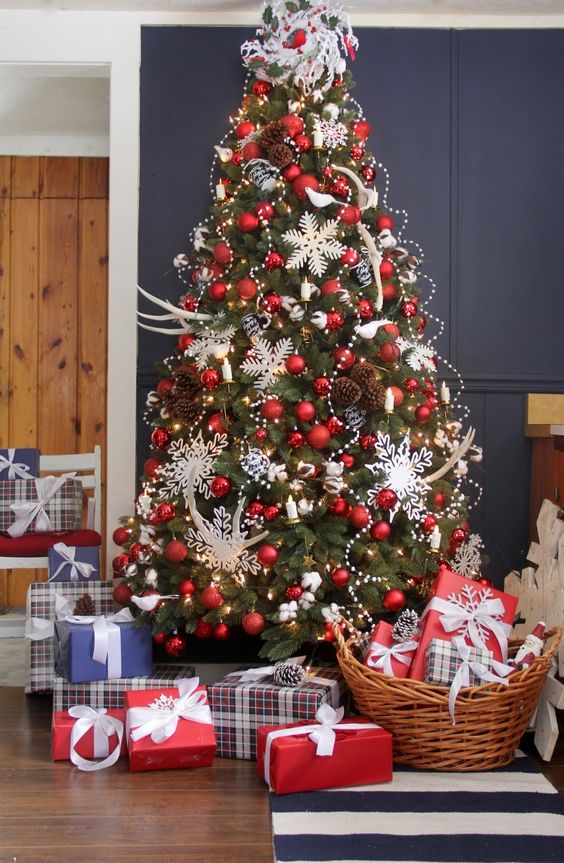 Árbol de Navidad Decoración Conjunto De Hermosa Baubles & Copos De Nieve 50 piezas 