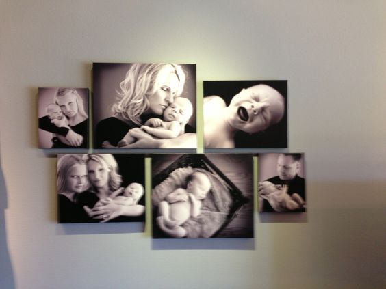 fotos familiares sobre la pared sin marco