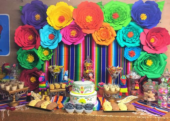 Decoracion de mesa principal con tema mexicano