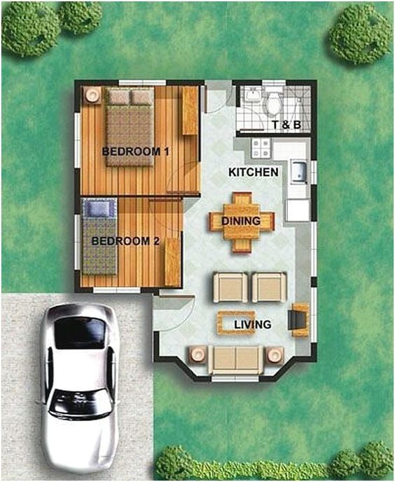 planos de casas de un piso 2 dormitorios y un bano (1)