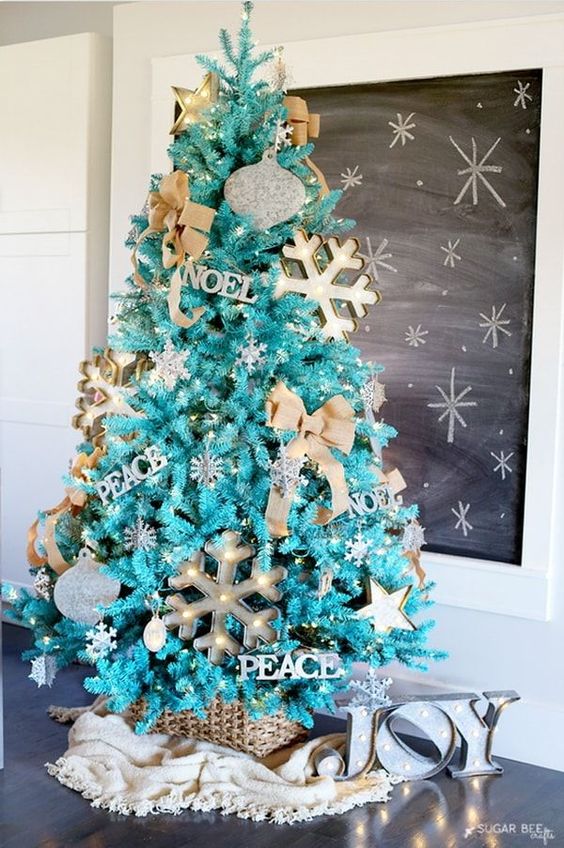 decoraciones de arboles de navidad en azul 2018