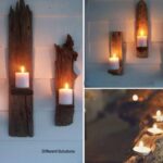Porta velas hechas con madera