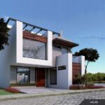 Plano de casa con fachada moderna