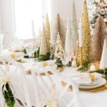 Centros de mesa para navidad verde con dorado