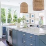 Como combinar gabinetes de cocina color azul
