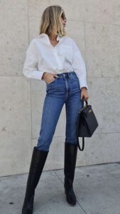 Ideas de looks casuales con jeans y botas negras