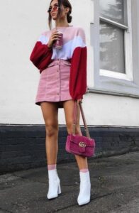 Outfits con faldas en color rosa otoño - invierno