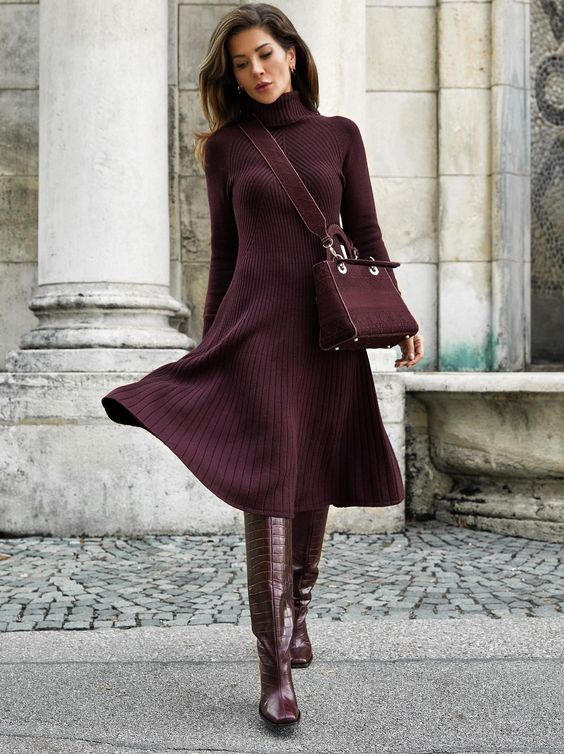 Vestidos color tinto otoño - invierno 2022