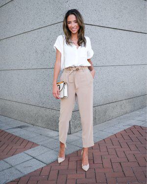 Outfits semi formales con pantalones paper bag
